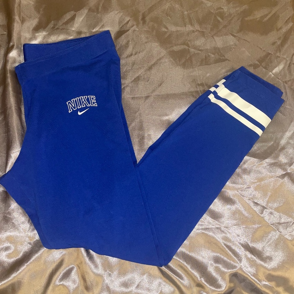 Nike Cotton spandex leggings Kentucky blue with white stripes  Size L